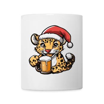 Leopard Weihnachten Bier - Tasse - Weiß - Vorne