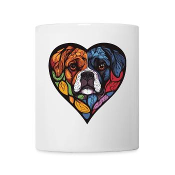 Boxer Hund Herz Hundeliebe - Tasse - Weiß - Vorne