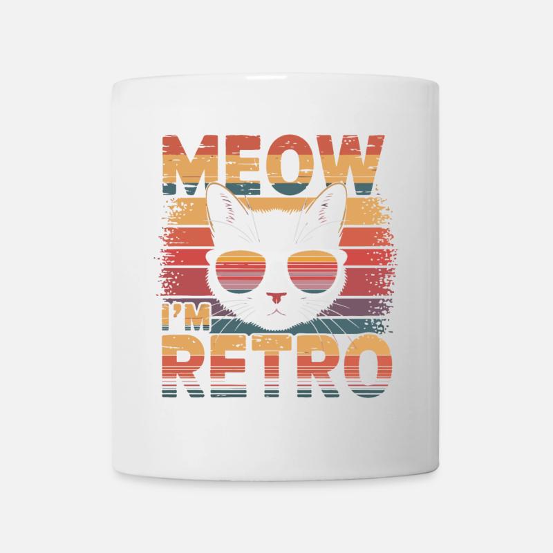 Retro Cat with Sunglasses and Text - Mug - white