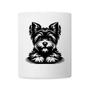 Yorkshire Terrier Kopf mit Pfoten - Tasse - Weiß - Vorne