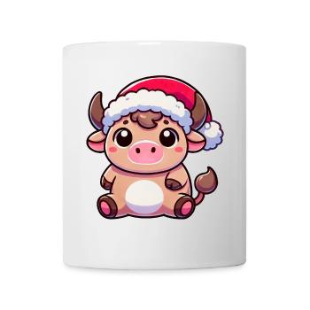 Süße Chibi Weihnachtskuh Cartoon Design - Tasse - Weiß - Vorne