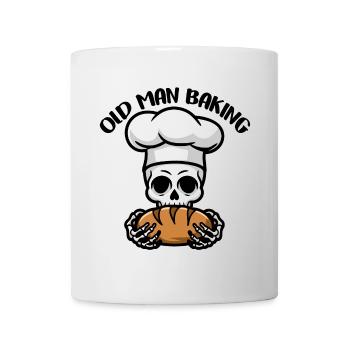 Lustiger Bäcker Skull mit Brot. Alter Mann backt - Tasse - Weiß - Vorne
