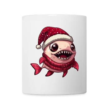 Piranha Fische Weihnachten Comic - Tasse - Weiß - Vorne