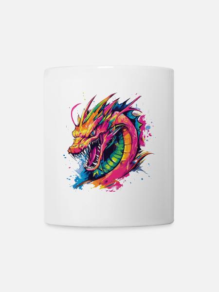 Drache Bunt Fantasie Magie Mystik Mythologie Kunst - Tasse - Weiß