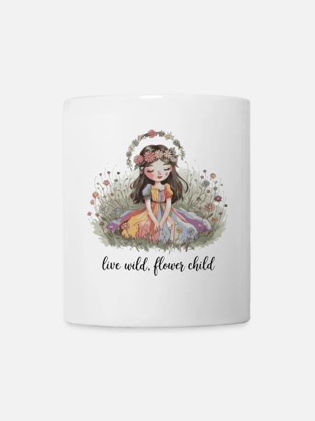 Lebe wild, Blumenkind - Tasse - Weiß