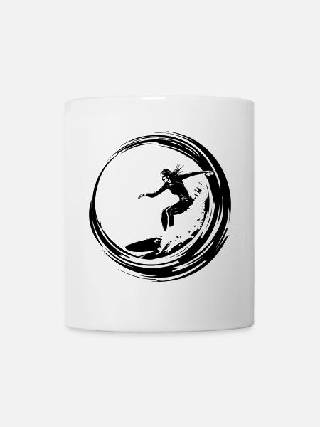 Surfer Frau Silhouette - Tasse - Weiß
