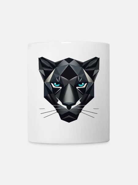 Geometrischer schwarzer Panther–Kraft und Eleganz - Tasse - Weiß