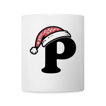 Buchstabe P mit Weihnachtsmütze - Tasse - Weiß - Vorne