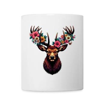 Cerf avec des fleurs - Mug blanc - blanc - Devant