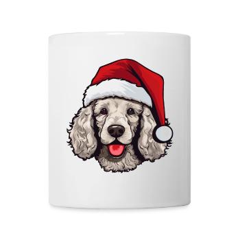 Pudel Hund Kopf Weihnachten Portät - Tasse - Weiß - Vorne