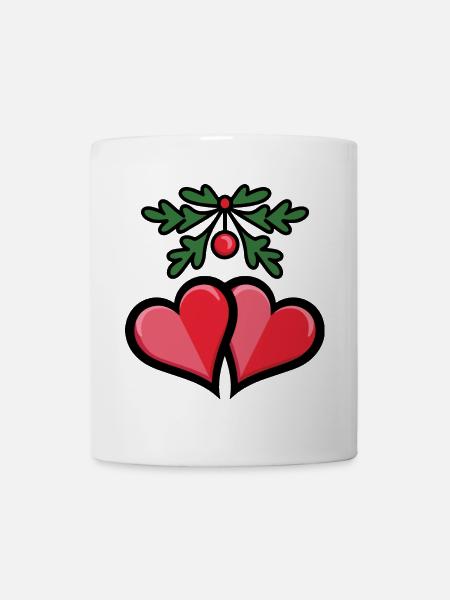 Romantische Mistelherzen - Tasse - Weiß