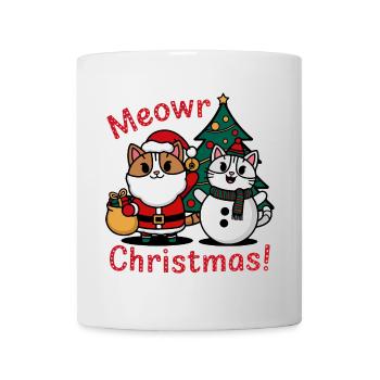 Conception de Noël de chat festif et de bonhomme de neige - Mug blanc - blanc - Devant