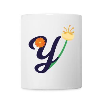 Eleganter Buchstabe 'Y' mit Blumen - Tasse - Weiß - Vorne