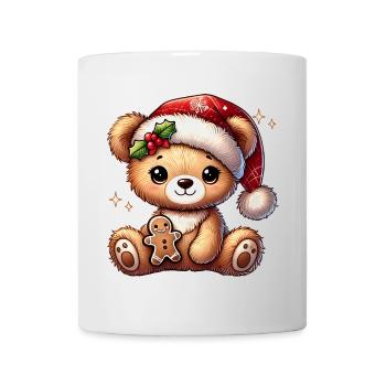Herziger weihnachtlicher Teddybär mit Lebkuchen - Tasse - Weiß - Vorne