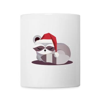 Schlafender Santa Waschbär–Weihnachtliches Design - Tasse - Weiß - Vorne