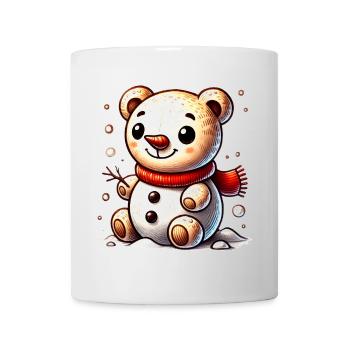 Schneemann-Bär mit Schal – Niedliches Wintermotiv - Tasse - Weiß - Vorne