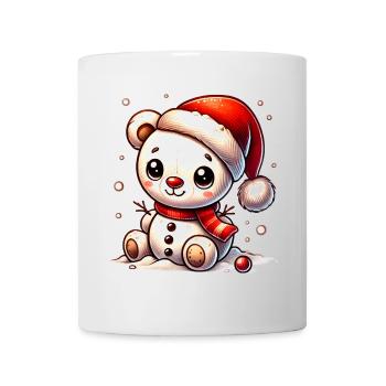 Schneemann-Bär mit Mütze - niedliches Wintermotiv - Tasse - Weiß - Vorne