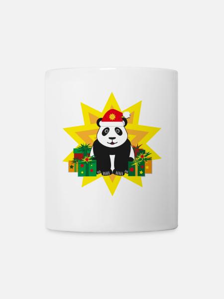 Panda mit Weihnachtsmütze und Stern. - Tasse - Weiß