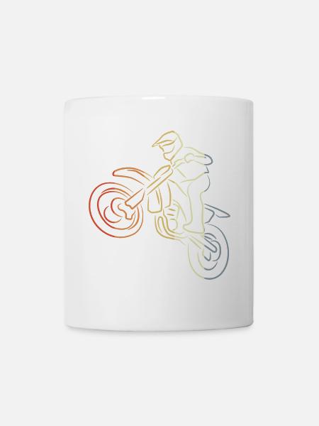Dessin au trait de motocross - Mug blanc - blanc