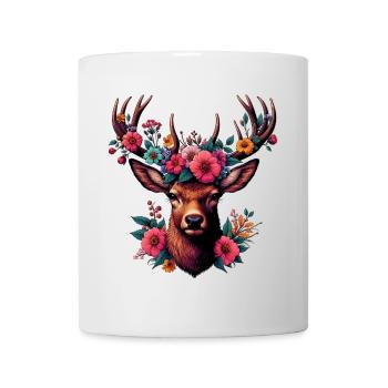 Cerf avec des fleurs - Mug blanc - blanc - Devant