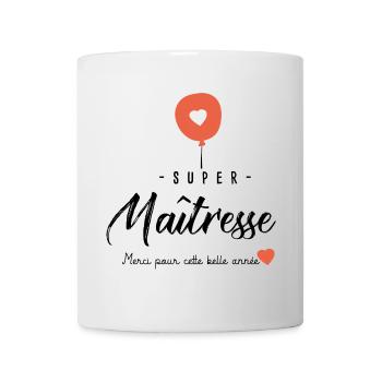 Maîtresse Cadeau super maîtresse - Mug blanc - blanc - Devant