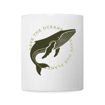 Buckelwal: Save the Whales, Save the Ocean - Tasse - Weiß - Vorne