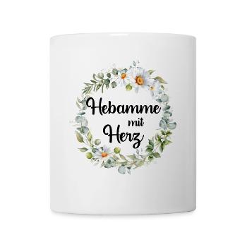 Hebamme mit Herz - personalisierbares Design - Tasse - Weiß - Vorne