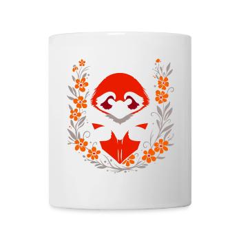 Lesender roter Panda mit Blumen – süßes Design - Tasse - Weiß - Vorne