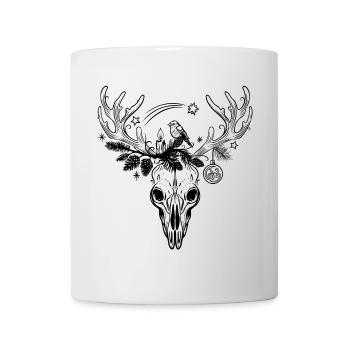 Deer skull with bird for Christmas - Mug - white - Front