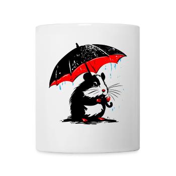 Hamster with umbrella – dirty weather - Mug - white - Front