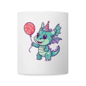 Drache Geburtstag Comic Niedlich - Tasse - Weiß - Vorne