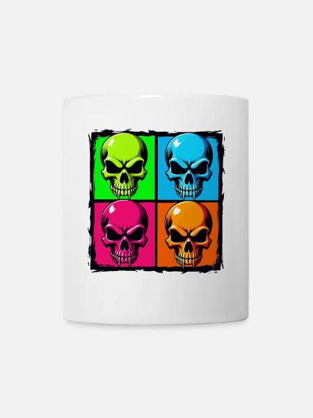 Bunte Totenköpfe - Tasse - Weiß