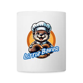 lustiger kleiner Otter mit Bäckermütze und Brezel - Tasse - Weiß - Vorne