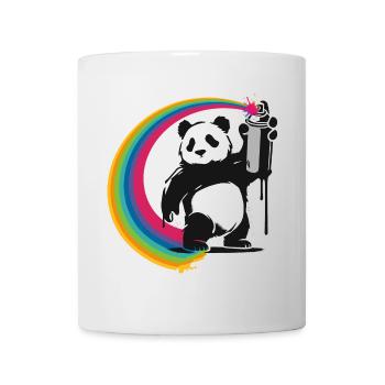 Stencil style panda holding a spray can - Mug - white - Front