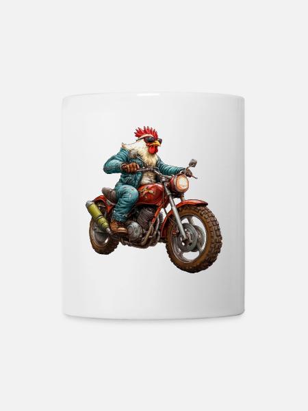 Hühner Motorrad - Tasse - Weiß