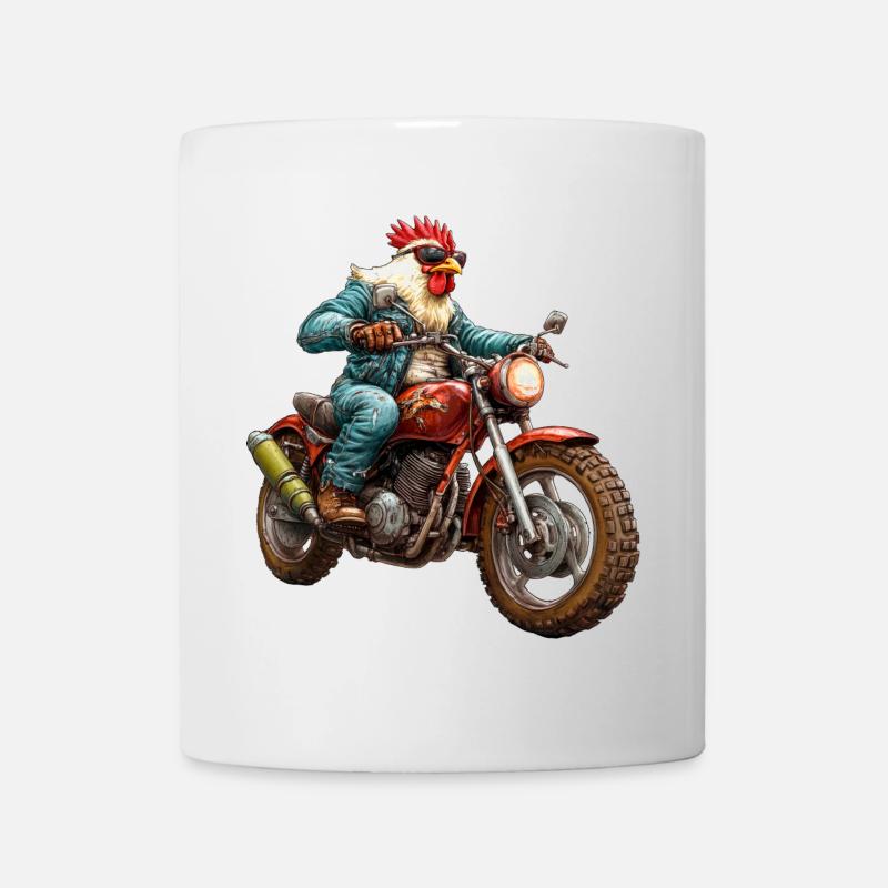 Hühner Motorrad - Tasse - Weiß
