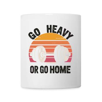 Go Heavy oder Go Home Retro Langhantel - Tasse - Weiß - Vorne