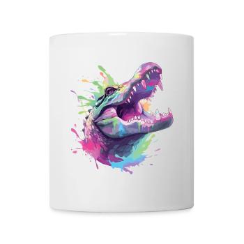 Alligator Krokodil Kaiman Reptil Raubtier Tier - Tasse - Weiß - Vorne