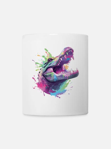Alligator Krokodil Kaiman Reptil Raubtier Tier - Tasse - Weiß