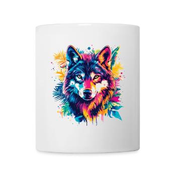 Loup loup tête prédateur Nature sauvage Coloré Art - Mug blanc - blanc - Devant