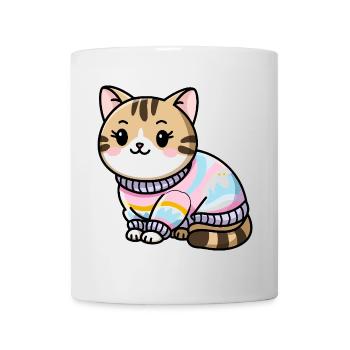 Kuscheliger Pullover Katze - Tasse - Weiß - Vorne