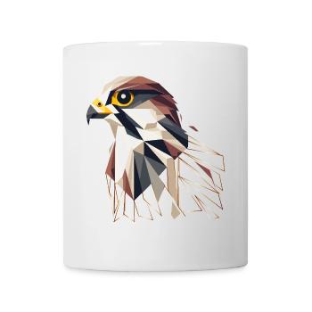 Geometrischer Falke – Eleganz und Präzision - Tasse - Weiß - Vorne