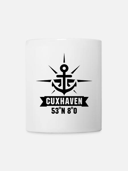 Cuxhaven 53 Grad Nord 8 Grad Ost - Tasse - Weiß