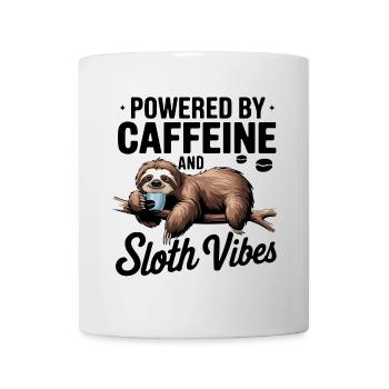 Alimenté par la caféine et les vibrations de paresseux - Mug blanc - blanc - Devant