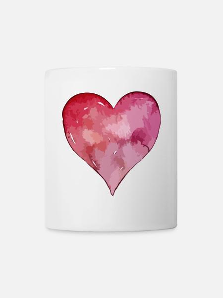 Herz Symbol Wasserfarben - Tasse - Weiß