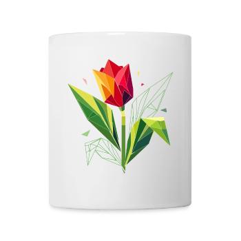 Geometrische Tulpe – Eleganz in Polygonen - Tasse - Weiß - Vorne