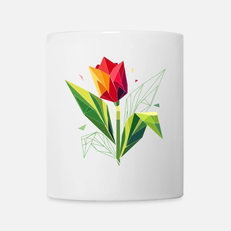 Geometrische Tulpe – Eleganz in Polygonen - Tasse - Weiß