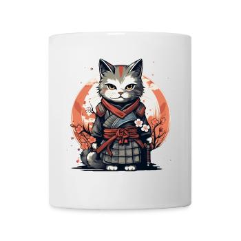 Warrior Cat Japanese Cat Samurai Cat - Mug - white - Front