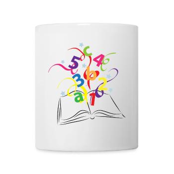 Buch mit bunten Buchstaben und Zahlen - Tasse - Weiß - Vorne