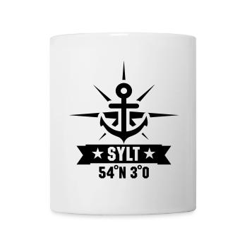 Sylt 54 Grad Nord 8 Grad Ost - Tasse - Weiß - Vorne